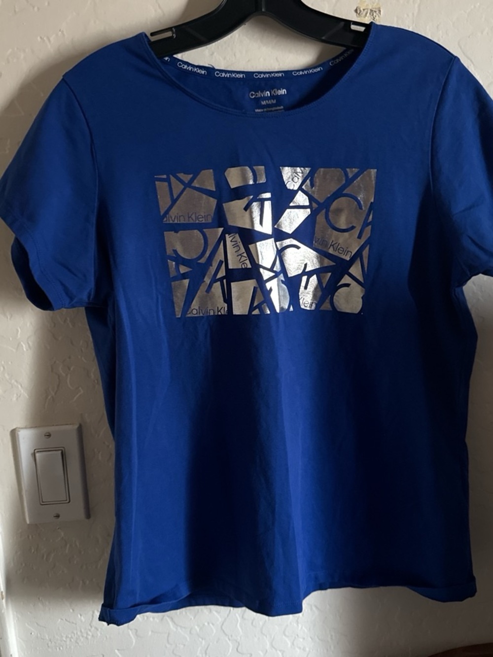 Calvin Klein Blue Tee with Silver Logo